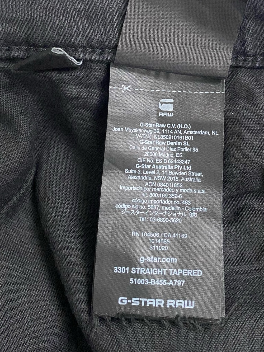 G-Star Raw 3301 Straight Tapered Jean | Black/Gray Wash - Picture 15 of 16
